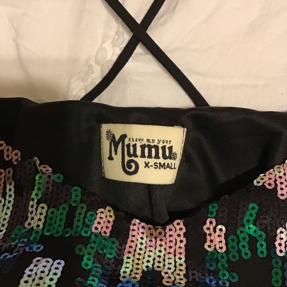 Show Me Your Mumu Crisscross Applesauce Black Sequin Dress Extra Small - Picture 2 of 4